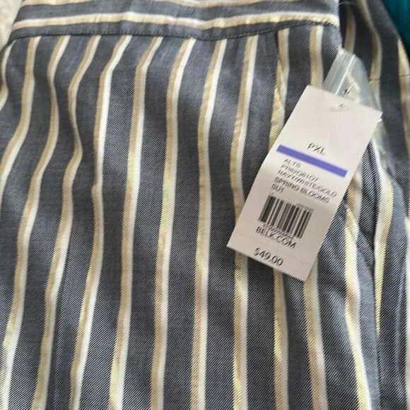 NEW DIRECTIONS NAVY/WHITE/GOLD‎ SPRING BloomsCapri Pants NWT Petite Large/ - Picture 3 of 5